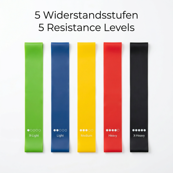 Fitnessband 5er Set Fitnessbänder Trainingsbänder Gymnastikband Trainingsband Pilates Yoga